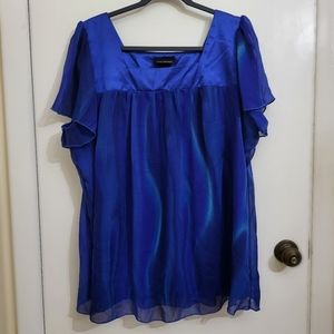 Royal Blue Flutter Sleeve Tunic, Lane Bryant, Women’s US Plus Size 18